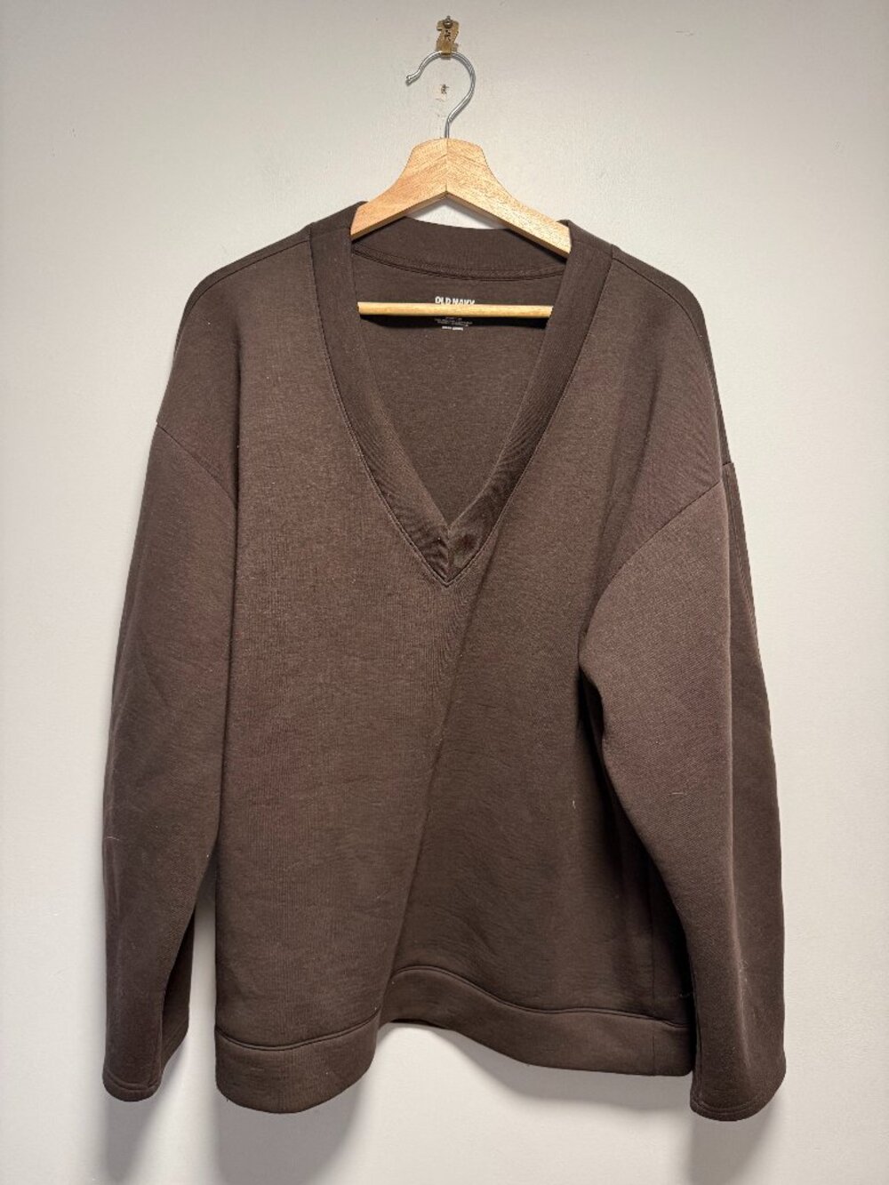 Old Navy Bounce Fleece V-Neck Cocoon Sweatshirt Large T - Picture 2 of 5